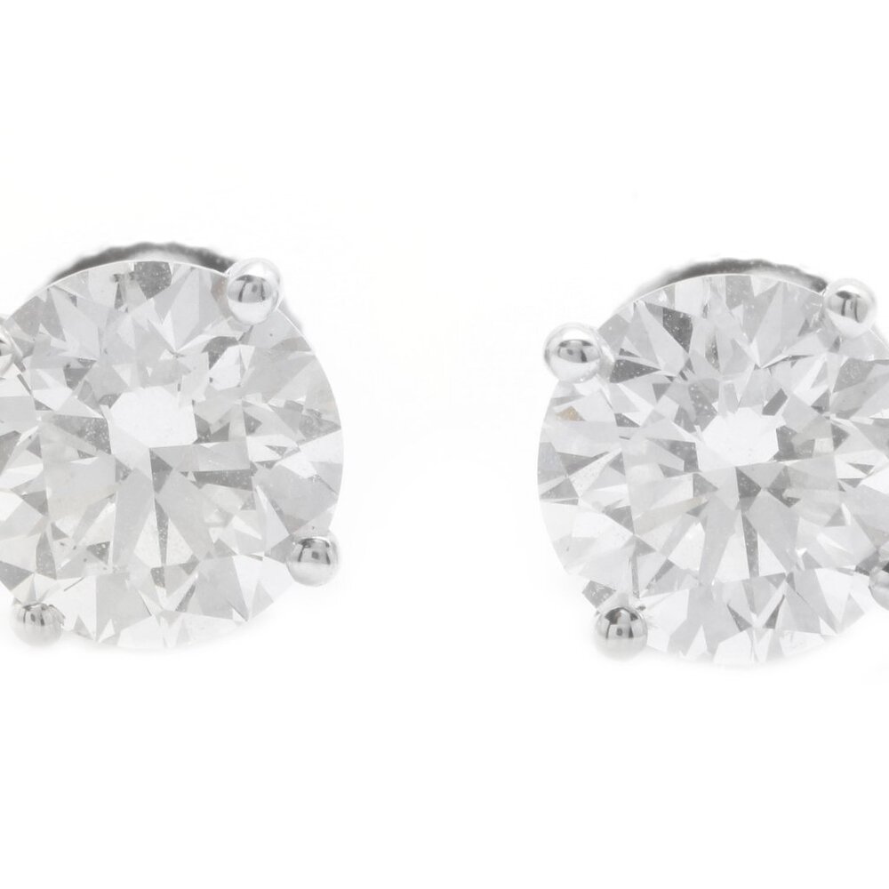 4.00 Carat Lab Grown Diamonds in 14K Solid White Gold Screw Back Stud Earrings